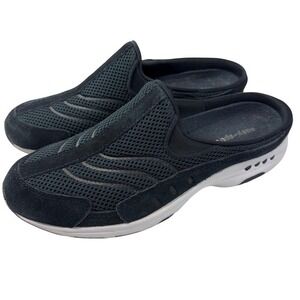 Easy Spirit TravelTime Womens 8N Narrow Black Suede Slip On Mule Clog